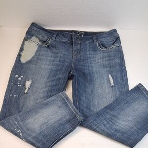 Rue 21 Womens 13/14  Low Rise Distressed Blue Jeans